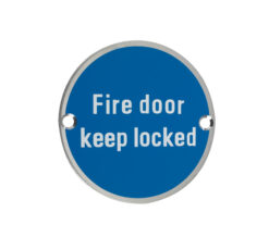 ZSS Door Sign - Fire Door Keep Locked, Satin Stainless Steel