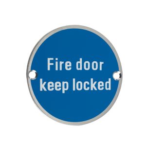 ZSS Door Sign – Fire Door Keep Locked, Satin Stainless Steel