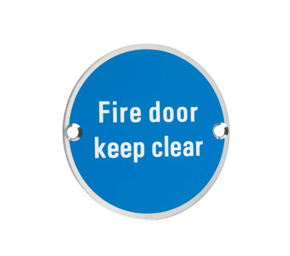 ZSS Door Sign – Fire Door Keep Clear, Polished  Stainless Steel