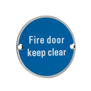 ZSS Door Sign – Fire Door Keep Clear, Satin Stainless Steel