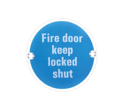 ZSS Door Sign - Fire Door Keep Locked Shut, Polished Stainless Steel