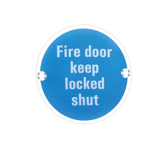 ZSS Door Sign – Fire Door Keep Locked Shut, Polished Stainless Steel