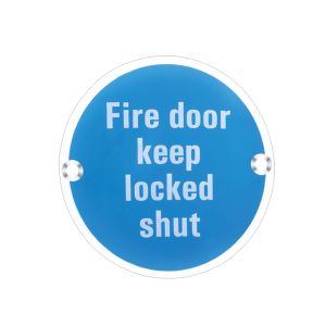 ZSS Door Sign – Fire Door Keep Locked Shut, Polished Stainless Steel