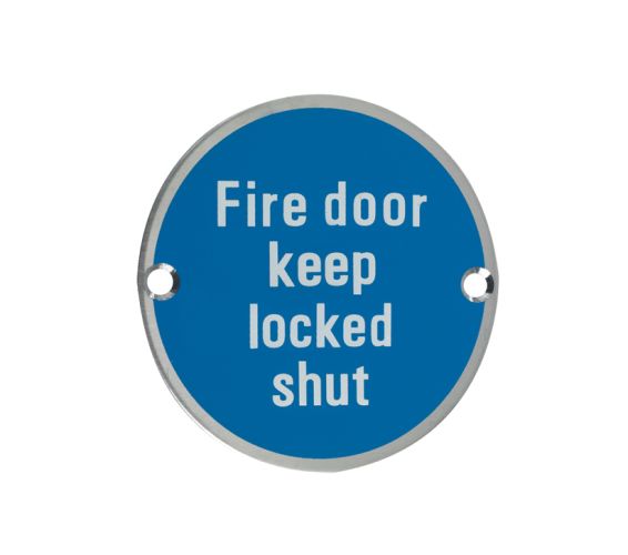 ZSS Door Sign – Fire Door Keep Locked Shut, Satin Stainless Steel