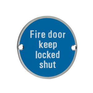 ZSS Door Sign – Fire Door Keep Locked Shut, Satin Stainless Steel