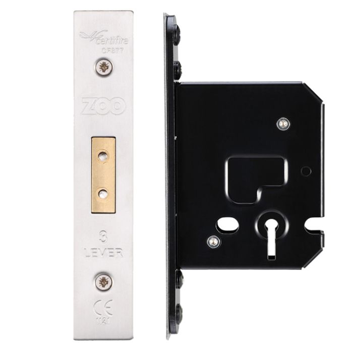 3 Lever Dead Lock (67.5mm OR 79.5mm), Satin Stainless Steel