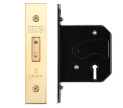 3 Lever UK Replacement Dead Lock (65.5mm OR 78mm), PVD Stainless Brass