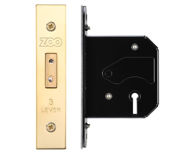 3 Lever UK Replacement Dead Lock (65.5mm OR 78mm), PVD Stainless Brass