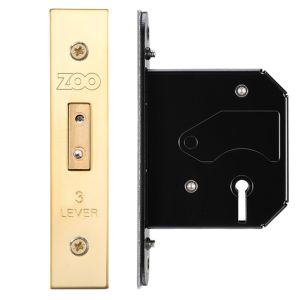 3 Lever UK Replacement Dead Lock (65.5mm OR 78mm), PVD Stainless Brass