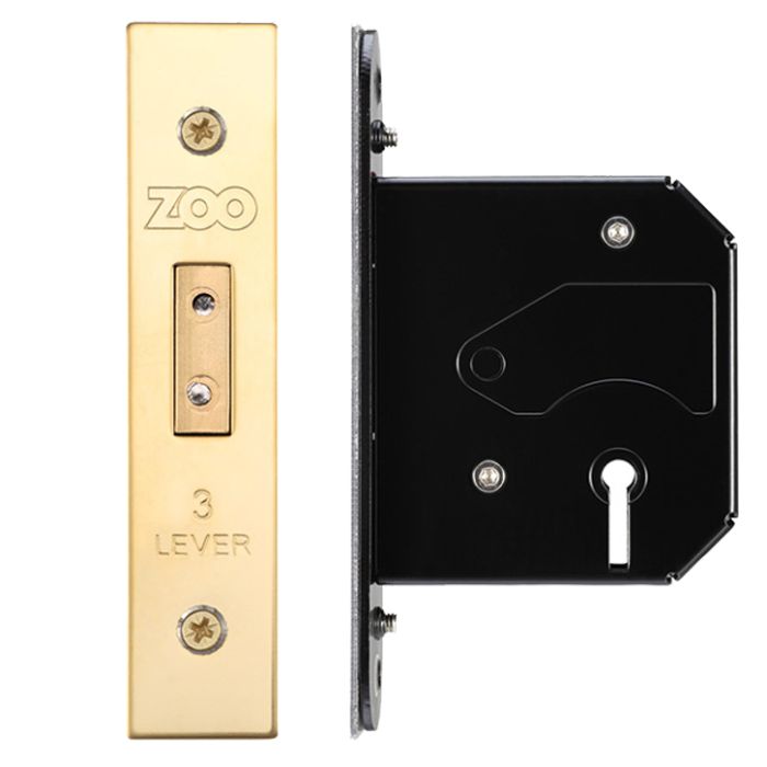 3 Lever UK Replacement Dead Lock (65.5mm OR 78mm), PVD Stainless Brass