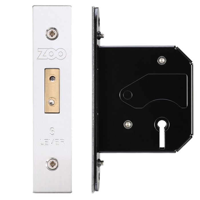 3 Lever UK Replacement Dead Lock (65.5mm OR 78mm), Satin Stainless Steel