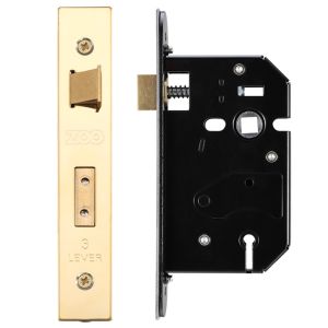 3 Lever UK Replacement Sash Lock (65.5mm OR 78mm), PVD Stainless Brass