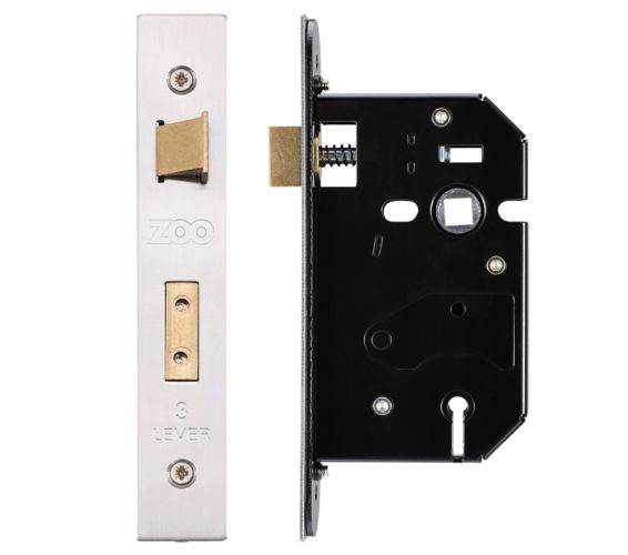 3 Lever UK Replacement Sash Lock (65.5mm OR 78mm), Satin Stainless Steel
