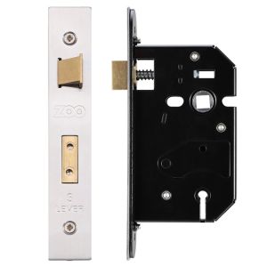 3 Lever UK Replacement Sash Lock (65.5mm OR 78mm), Satin Stainless Steel