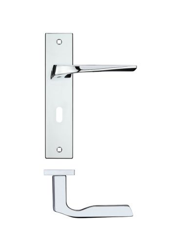 Lyra Door Handles On Backplate, Polished Chrome (sold in pairs)