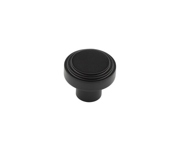 Frelan Hardware Hoxton Cropley Stepped Cupboard Door Knob (30mm), Matt Black – HOX1030MB