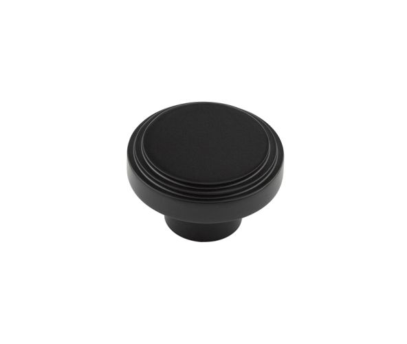 Frelan Hardware Hoxton Cropley Stepped Cupboard Door Knob (40mm), Matt Black – HOX1040MB