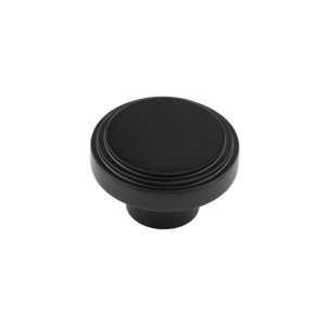 Frelan Hardware Hoxton Cropley Stepped Cupboard Door Knob (40mm), Matt Black – HOX1040MB