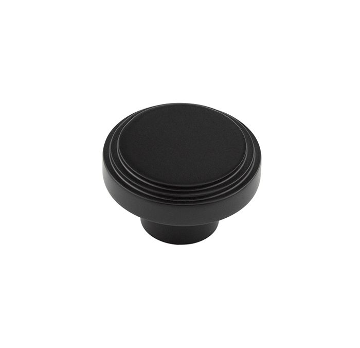 Frelan Hardware Hoxton Cropley Stepped Cupboard Door Knob (40mm), Matt Black – HOX1040MB