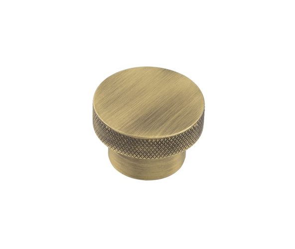 Frelan Hardware Hoxton Wenlock Diamond Knurled Cupboard Door Knob (40mm), Antique Brass – HOX140AB