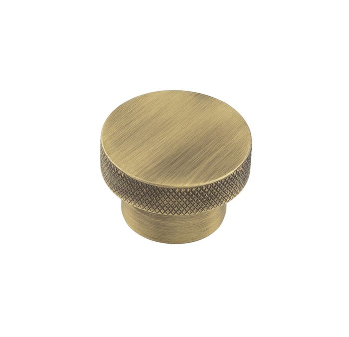 Frelan Hardware Hoxton Wenlock Diamond Knurled Cupboard Door Knob (40mm), Antique Brass – HOX140AB