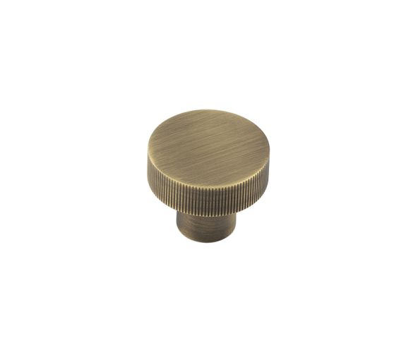 Frelan Hardware Hoxton Thaxted Line Knurled Cupboard Door Knob (30mm), Antique Brass – HOX230AB