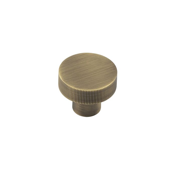 Frelan Hardware Hoxton Thaxted Line Knurled Cupboard Door Knob (30mm), Antique Brass – HOX230AB
