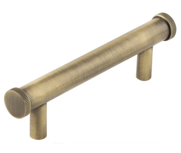Frelan Hardware Hoxton Thaxted Line Knurled End Cap Cabinet Pull Handle (96mmc/c), Antique Brass – HOX250AB