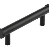 Frelan Hardware Hoxton Thaxted Line Knurled End Cap Cabinet Pull Handle (96mmc/c), Matt Black - HOX250MB