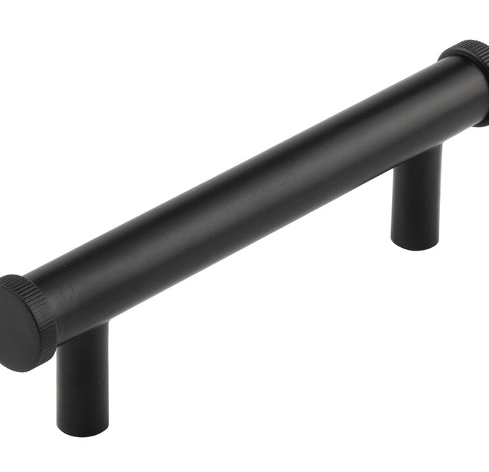 Frelan Hardware Hoxton Thaxted Line Knurled End Cap Cabinet Pull Handle (96mmc/c), Matt Black – HOX250MB