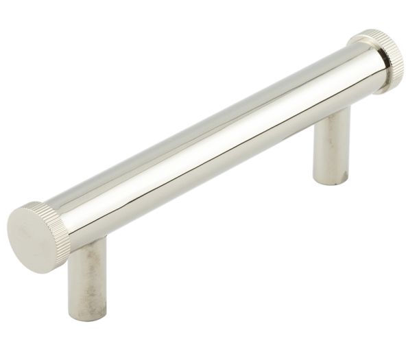 Frelan Hardware Hoxton Thaxted Line Knurled End Cap Cabinet Pull Handle (96mmc/c), Polished Nickel – HOX250PN
