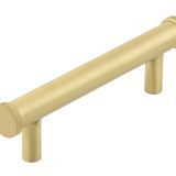 Frelan Hardware Hoxton Thaxted Line Knurled End Cap Cabinet Pull Handle (96mmc/c), Satin Brass - HOX250SB
