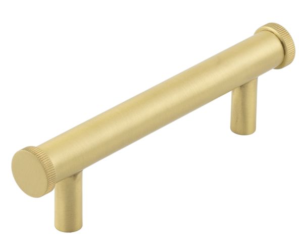 Frelan Hardware Hoxton Thaxted Line Knurled End Cap Cabinet Pull Handle (96mmc/c), Satin Brass – HOX250SB
