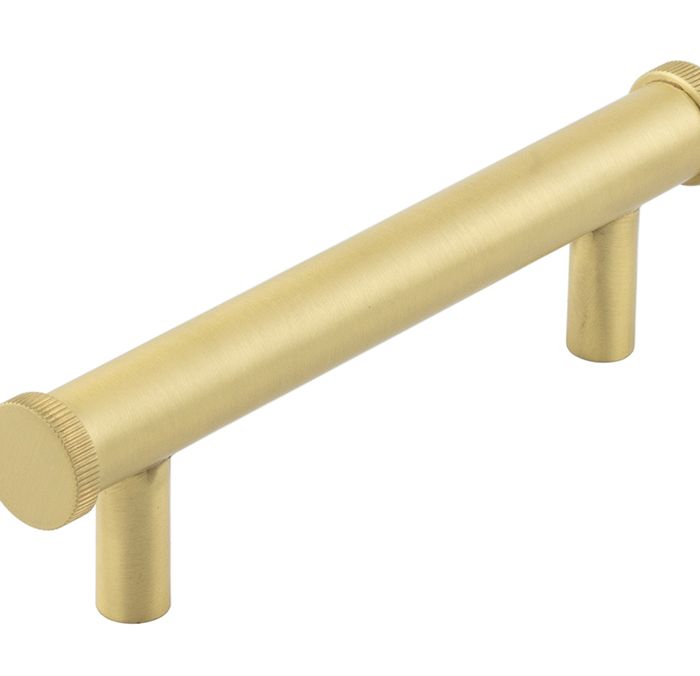 Frelan Hardware Hoxton Thaxted Line Knurled End Cap Cabinet Pull Handle (96mmc/c), Satin Brass – HOX250SB