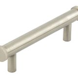 Frelan Hardware Hoxton Thaxted Line Knurled End Cap Cabinet Pull Handle (96mmc/c), Satin Nickel - HOX250SN