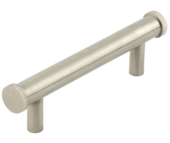 Frelan Hardware Hoxton Thaxted Line Knurled End Cap Cabinet Pull Handle (96mmc/c), Satin Nickel – HOX250SN