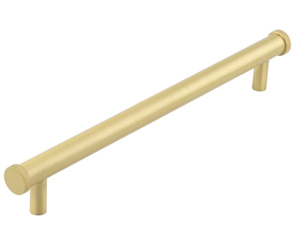 Frelan Hardware Hoxton Thaxted Line Knurled End Cap Cabinet Pull Handle (224mm c/c), Satin Brass – HOX260SB