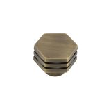 Frelan Hardware Hoxton Nile Hex Cupboard Door Knob With Step Detail (30mm), Antique Brass - HOX330AB
