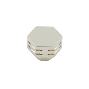 Frelan Hardware Hoxton Nile Hex Cupboard Door Knob With Step Detail (30mm), Polished Nickel – HOX330PN