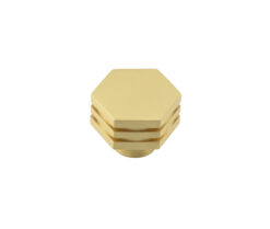 Frelan Hardware Hoxton Nile Hex Cupboard Door Knob With Step Detail (30mm OR 40mm), Satin Brass - HOX330SB