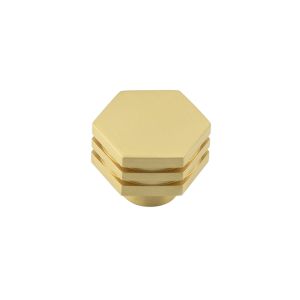 Frelan Hardware Hoxton Nile Hex Cupboard Door Knob With Step Detail (30mm OR 40mm), Satin Brass – HOX330SB