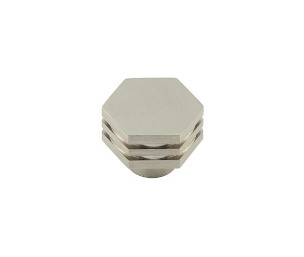 Frelan Hardware Hoxton Nile Hex Cupboard Door Knob With Step Detail (30mm), Satin Nickel – HOX330SN