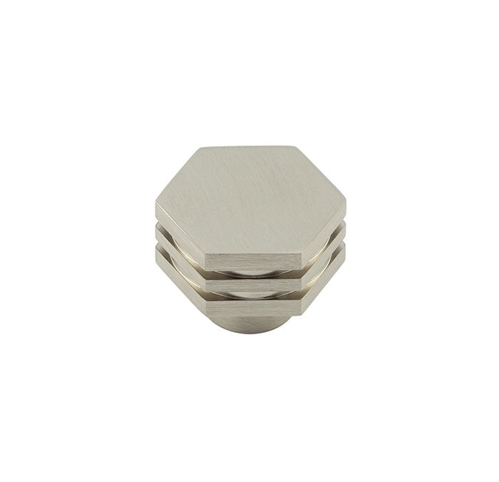 Frelan Hardware Hoxton Nile Hex Cupboard Door Knob With Step Detail (30mm), Satin Nickel – HOX330SN