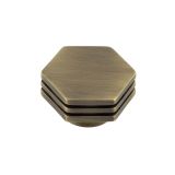Frelan Hardware Hoxton Nile Hex Cupboard Door Knob With Step Detail (40mm), Antique Brass - HOX340AB