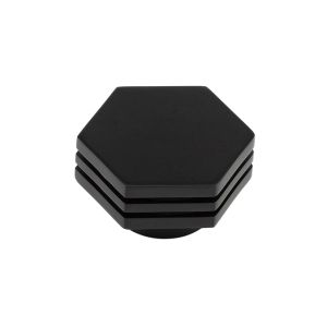 Frelan Hardware Hoxton Nile Hex Cupboard Door Knob With Step Detail (40mm), Matt Black – HOX340MB