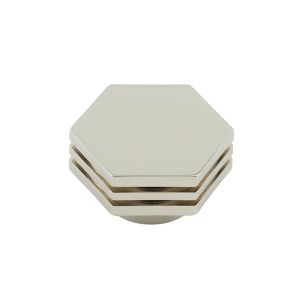 Frelan Hardware Hoxton Nile Hex Cupboard Door Knob With Step Detail (40mm), Polished Nickel – HOX340PN