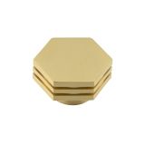 Frelan Hardware Hoxton Nile Hex Cupboard Door Knob With Step Detail (40mm), Satin Brass - HOX340SB