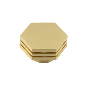 Frelan Hardware Hoxton Nile Hex Cupboard Door Knob With Step Detail (40mm), Satin Brass – HOX340SB