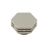Frelan Hardware Hoxton Nile Hex Cupboard Door Knob With Step Detail (40mm), Satin Nickel - HOX340SN