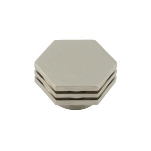 Frelan Hardware Hoxton Nile Hex Cupboard Door Knob With Step Detail (40mm), Satin Nickel – HOX340SN